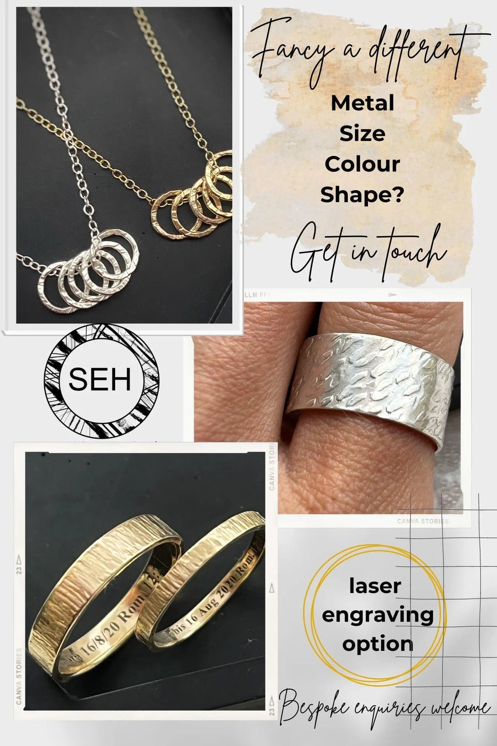 Hammered Solid Recycled Gold 3 Tiny Circle Hoop Bracelet: Delicate Interlocking Chain
