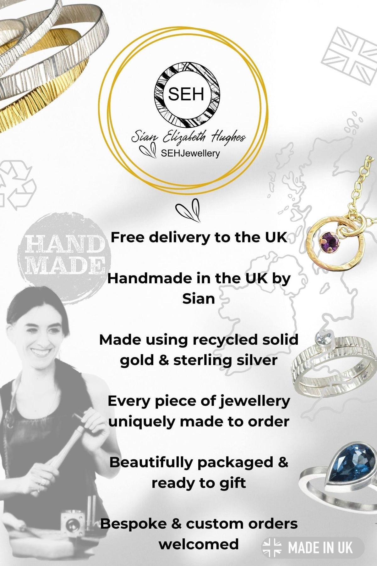 Hammered Solid Recycled Gold 3 Tiny Circle Hoop Bracelet: Delicate Interlocking Chain