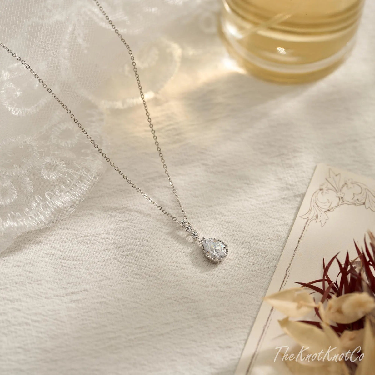 CZ Diamond Wedding Jewellry Set: Crystal Earrings and Necklace, Bridal Jewellry, Wedding Jewellery, Silver Plated Jewellery, Bridesmaid Gift