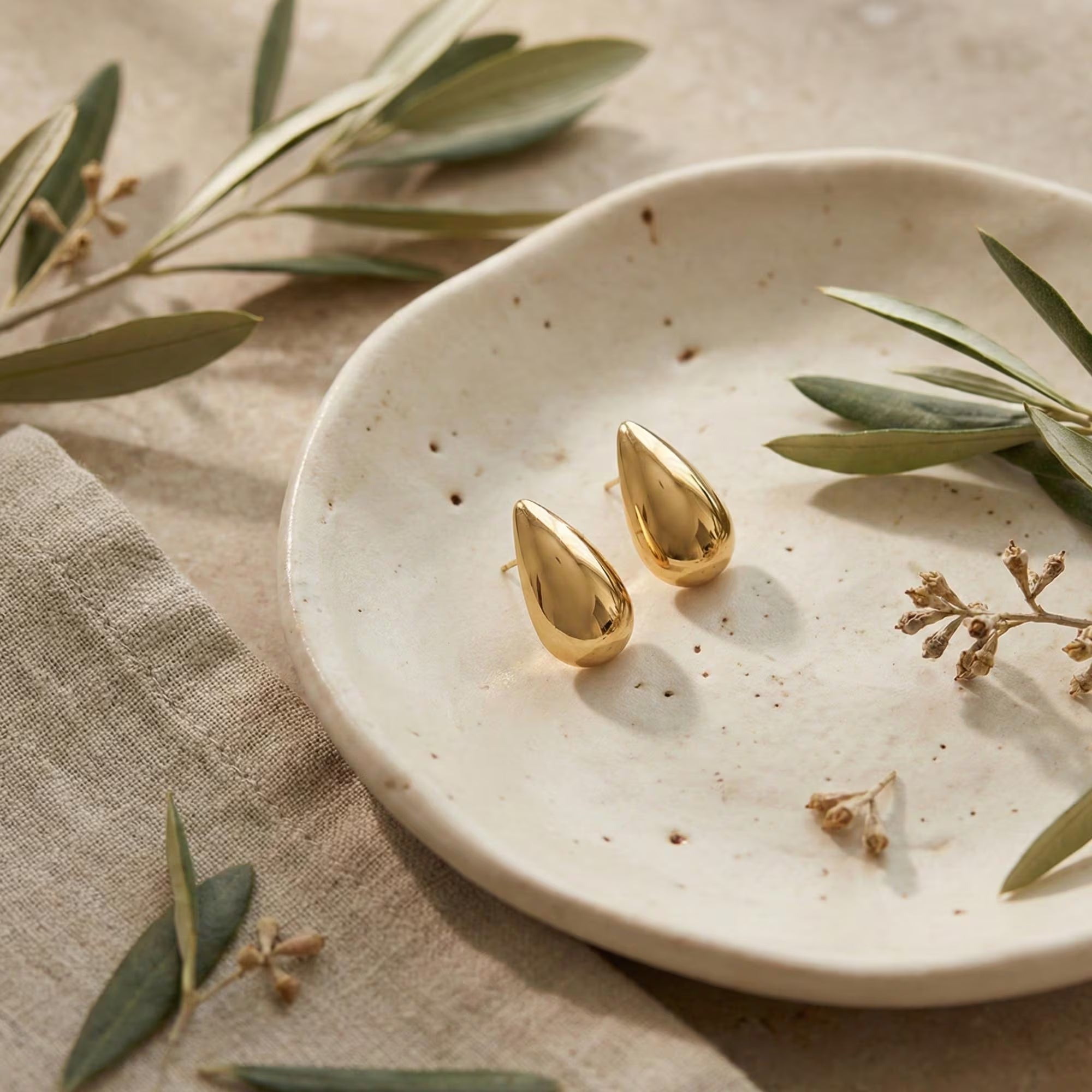 Teardrop Earrings Gold, Waterdrop Earring, Non Tarnish Waterproof Jewellery, Gifts for Her, Minimalist Jewellery