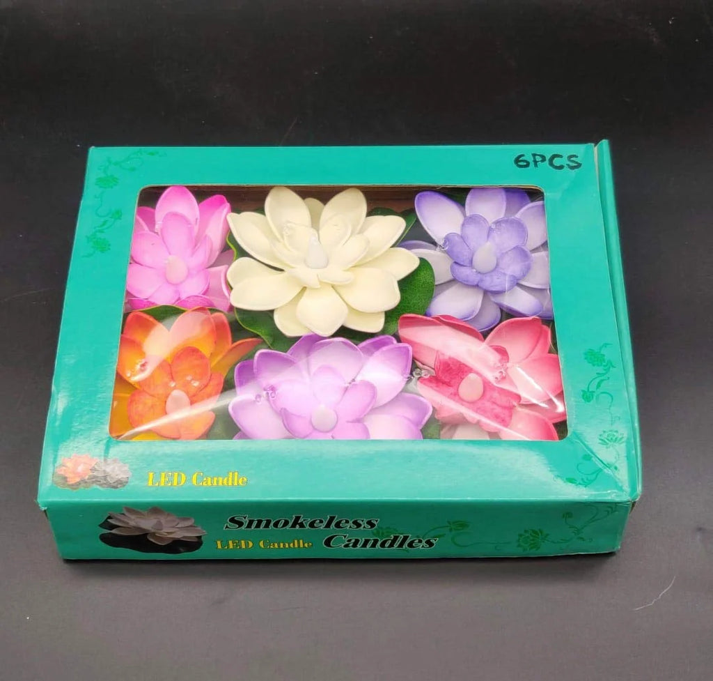 Sensor Water Floating Diyas Smokeless Flameless Candles Lotus Flowers Led Tea Light Candle for Pool, Pond, Glass Water Bowl, Festival, Diwali Decoration, Home Decor Items