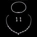 Bridal Jewellery Set, Princess Cut Shape Necklace Set, Sparkling Necklace, Bracelet and Earring Zirconia Jewellery, Jewellery Gift