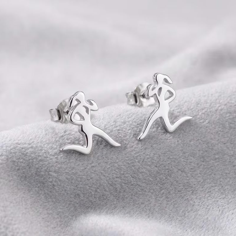 Hypoallergenic Stainless Steel Runner Stud Earrings Girl Running Earrings Fitness Jewellery Runner Jewellery Runner Gift Running Lover