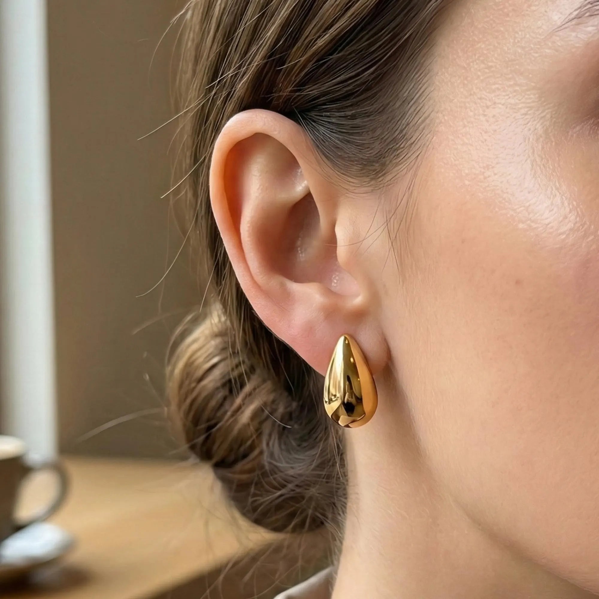 Teardrop Earrings Gold, Waterdrop Earring, Non Tarnish Waterproof Jewellery, Gifts for Her, Minimalist Jewellery