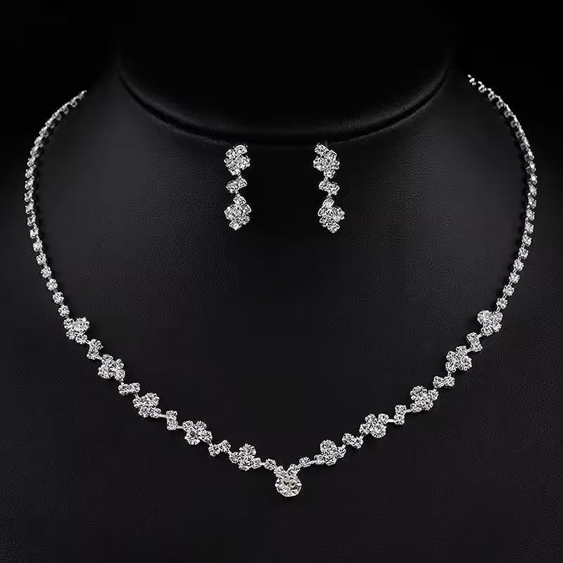 Bridal Jewellery Set, Princess Cut Shape Necklace Set, Sparkling Necklace, Bracelet and Earring Zirconia Jewellery, Jewellery Gift