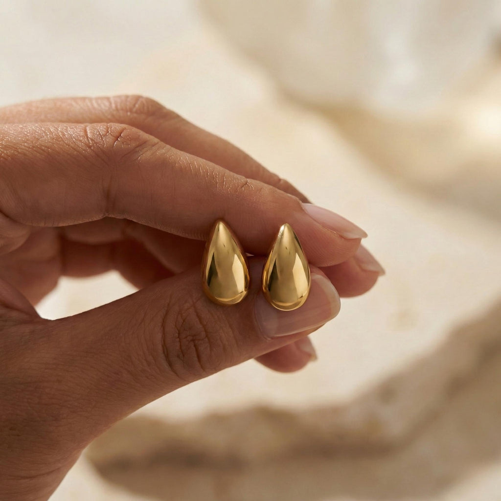 Teardrop Earrings Gold, Waterdrop Earring, Non Tarnish Waterproof Jewellery, Gifts for Her, Minimalist Jewellery