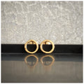 Tiny 9Ct Solid Recycled Yellow Gold Hammered Circle Stud Earrings: Geometric Handmade Jewellery