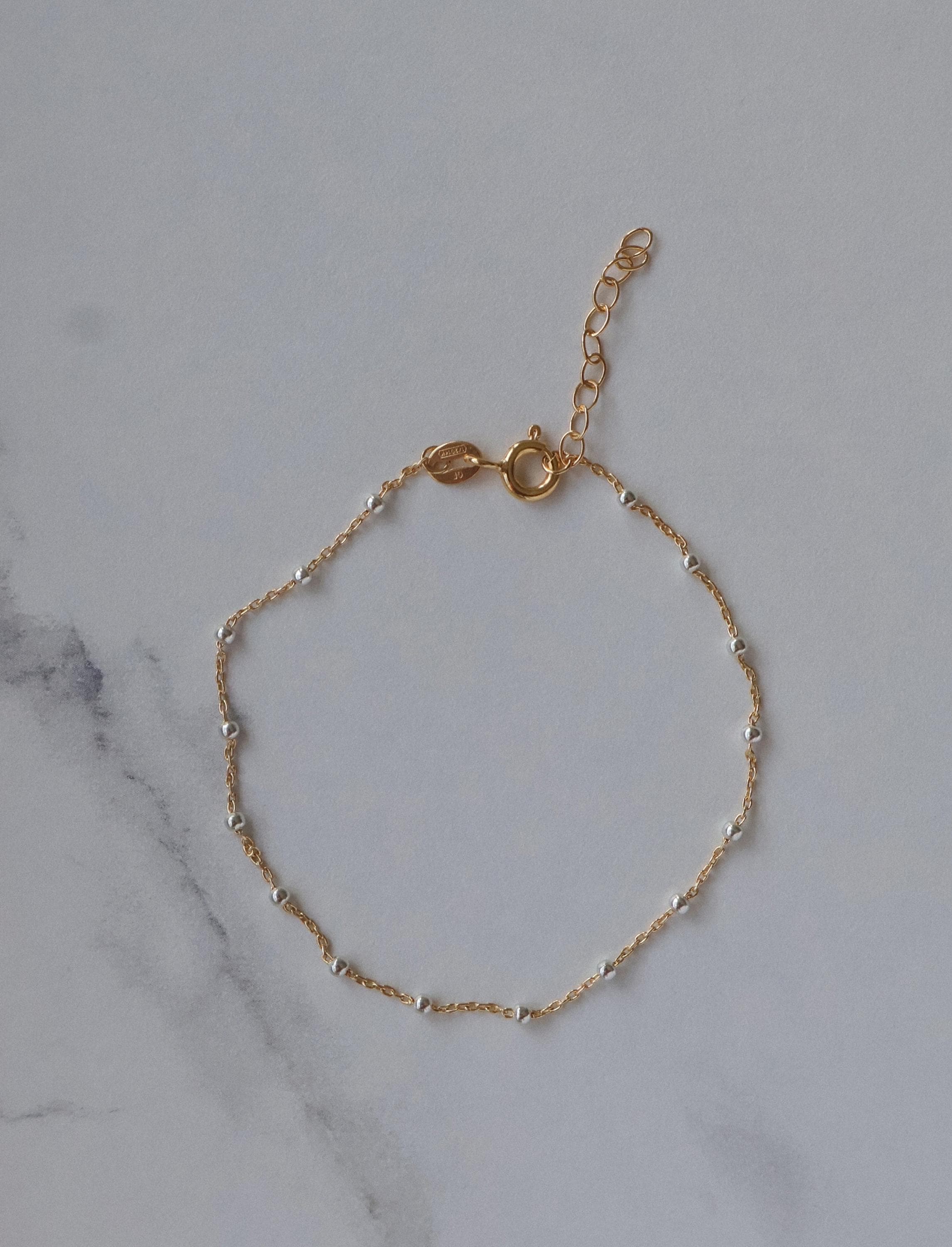14K Gold Bracelet, Satellite Bracelet, Beaded Bracelet, Dainty Jewellery, Minimalist Aesthetic, Gold Chain, Jewellery Gifts, Bracelets Gold