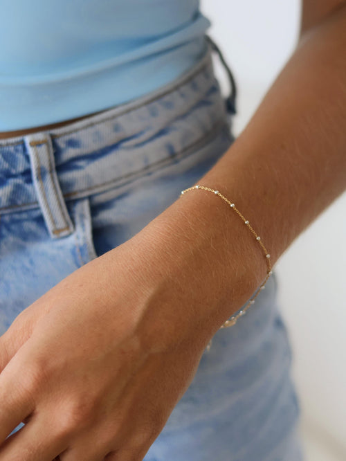 14K Gold Bracelet, Satellite Bracelet, Beaded Bracelet, Dainty Jewellery, Minimalist Aesthetic, Gold Chain, Jewellery Gifts, Bracelets Gold